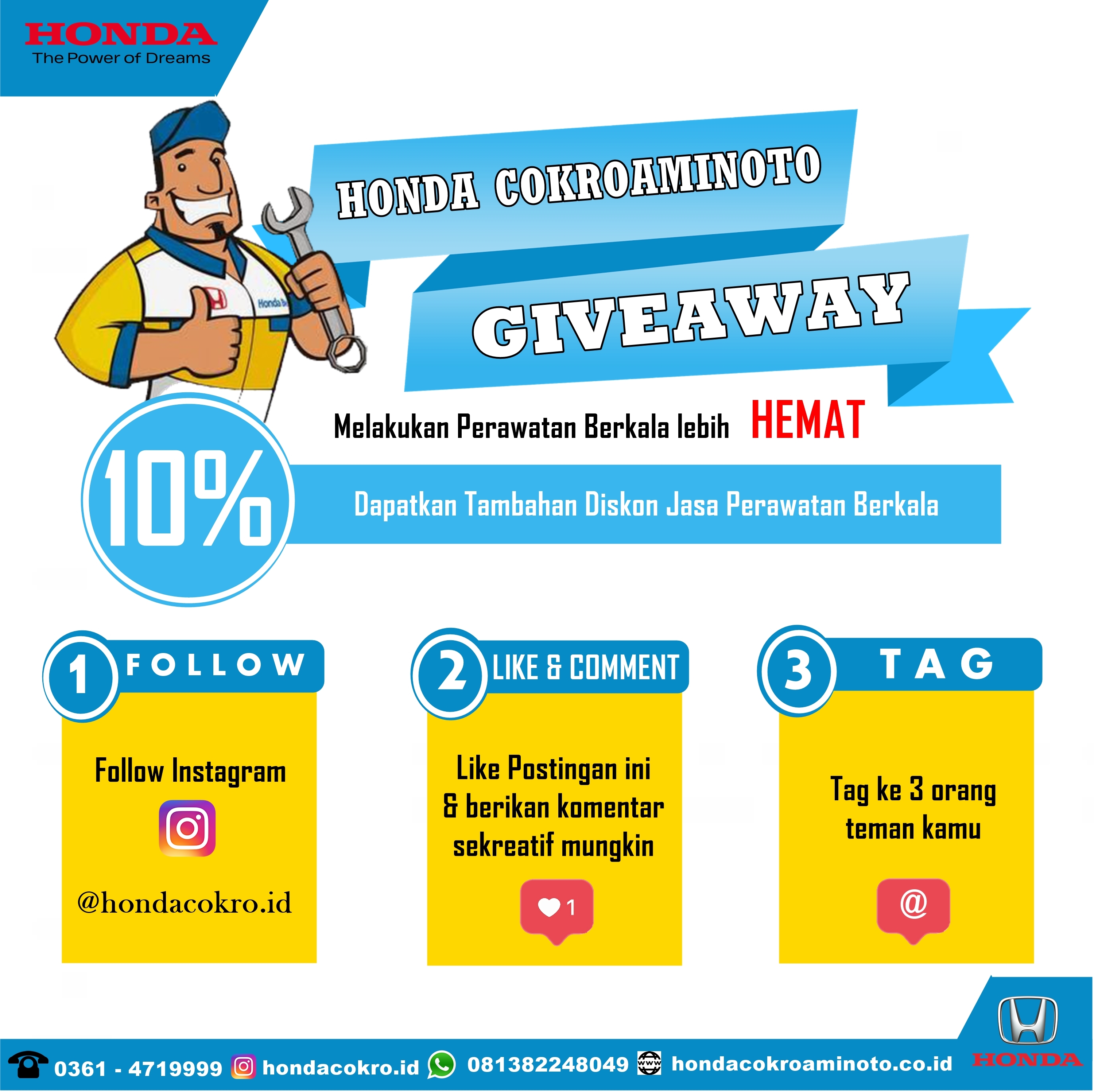 HONDA COKROAMINOTO, GIVEAWAY !!!! 🎉🎉🎉